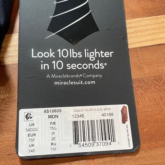 Miraclesuit Solid Surplice Bra Top Midnight navy blue 34DDD retail $86 - Picture 6 of 8